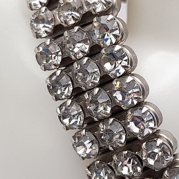 Vintage 1950s Clear Pronged Rhinestone Expansion Bracelet - Made in Japan - Picture 11 of 11